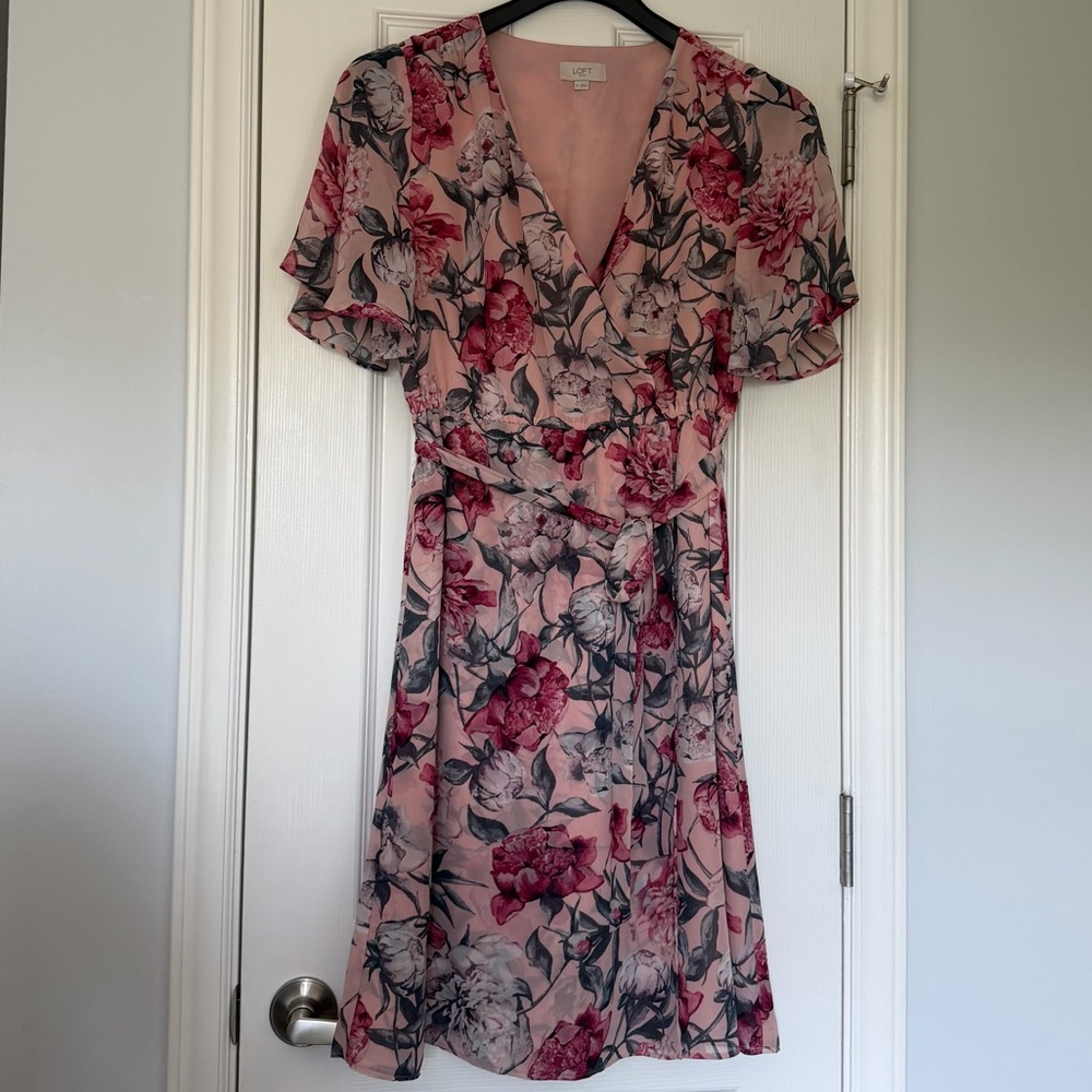 Light Pink Floral Wrap Dress - LOFT